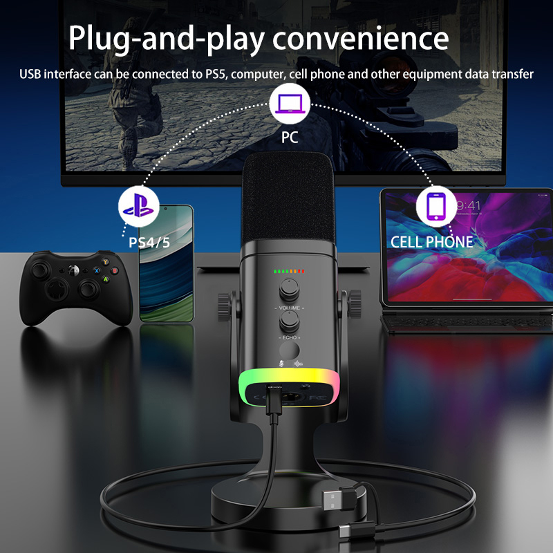 Micrófono USB para juegos RGB  - Pc Gaming Live Streaming reseña y precio