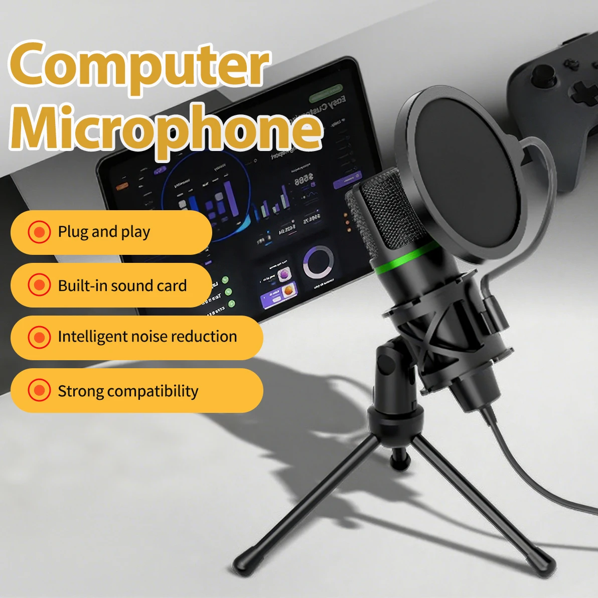 Micrófono condensador con cabl - Pc Gaming Live Streaming reseña y precio